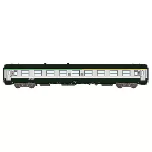 Voiture UIC mixte 1/2cl ex-A9 cartouche corail livrée verte garrigue 302 avec châssis gris béton et logo nouille