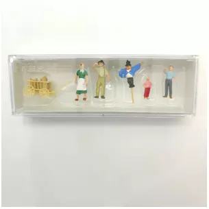 Lot de 4 personnages fermiers en train de fixer l'épouvantail