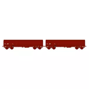 Coffret de 2 wagons tombereaux brun à bogies livrée FAS