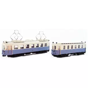 Tramway avec sa remorque "WIEN-BADEN" livrée bleu n°230 - 306