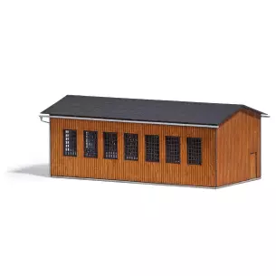 Atelier d'entretien routier Voirie en bois et toit noir Busch 8234 - N 1/160