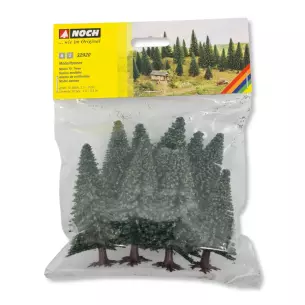 Pack de 10 sapins Noch 32920 - N 1/160 - Z 1/220 - Hauteur 35 à 90 mm