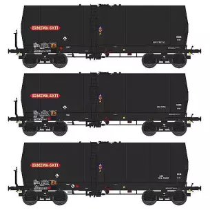 Coffret de 3 wagons citernes Fauvet Girel à bogies livrée noir avec marquage ERMEWA/SATI