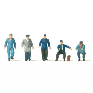 Set of 5 electric cart drivers Preiser 10752 - HO : 1/87