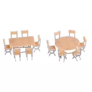 Lot de 2 Tables et 12 chaises FALLER 180957 - HO 1/87