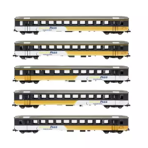 Coffret 5 voitures voyageurs EW I Golden Pass PIKO 94399 - N 1/160 - BLS - EP V