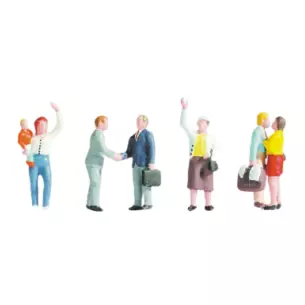 Set of 7 figures "Farewell scene" men and women SAI 331 - HO : 1/87