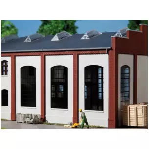 4 murs 2342F plâtrés & 4 fenêtres industrielles AUHAGEN 80709 HO 1/87 - 46x86mm