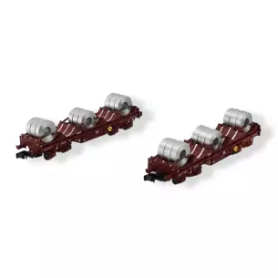 Set 2 Wagons Porte-bobines Shmmns MFTRAIN N33033 & N330334 - N 1/160 - SNCB - EP V