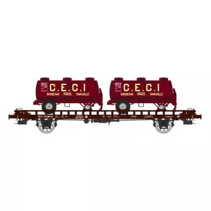 UFR two-carrier wagon and CECI trailers - HO 1/87 - REE WB614