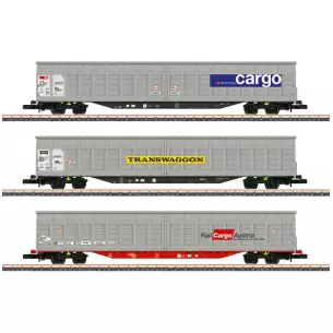 Set of 3 sliding wall cars Märklin 82418 - Z 1/220 - SSB Cargo - EP VI