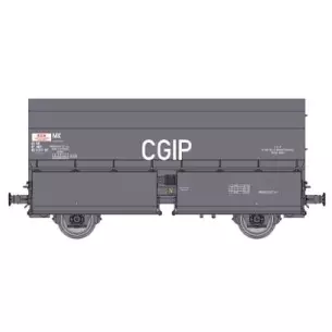 Wagons coke STEMI 56 2E avec boîtes à rouleau livrée gris foncé et inscription "CGIP" blanc