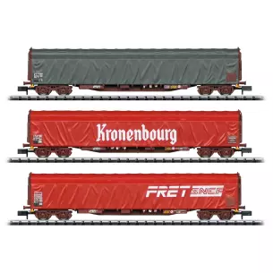 Set de 3 wagons à bâches coulissantes MiniTrix 15115 - N : 1/160 - SNCF - EP VI