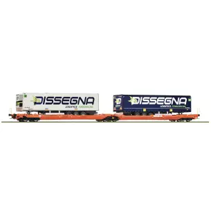 Double wagon porte remorque articulé T3000e Roco 77395 - HO 1/87 - Wascosa - EP VI