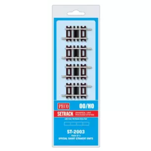 4 rails droits 41 mm Peco ST2003 - HO : 1/87 - Code 100