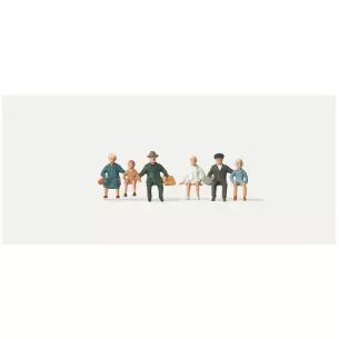 Lot de 6 personnages assis Merten 0280865 en quai de gare - TT 1/120