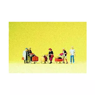 Travelers with luggage carts