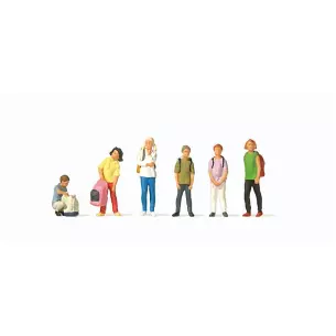 Set of 6 Preiser 10728 schoolchildren figures - HO : 1/87