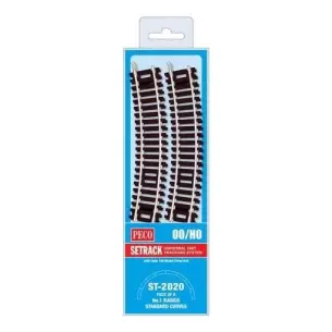 8 rails courbes rayon 371 mm 22,5° Peco ST2020 - HO : 1/87 - Code 100