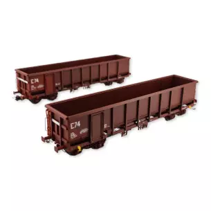 Set 2 Wagons Tombereaux FAS REE MODELES WBSE016 - SNCF - HO 1/87 - EP V