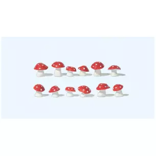 Lot of 12 Poisonous Mushrooms Amanite tue-mouches - G 1:22.5 - PREISER 45241