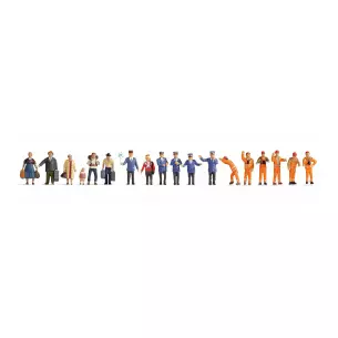 Pack XL 18 Figurines "À la gare" NOCH 16122 - HO 1/87ème