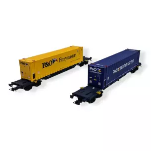 Coffret 2 Wagons porte-conteneurs Sgnss - RIVAROSSI HR6614 - HO 1/87 - EP VI