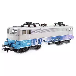 BB 16008 electric locomotive with "En Voyage" livery and carmillon logo from Achères depot