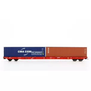 Wagon porte conteneur Sggnss Railcargo - HO 1/87 - Igra 96010047