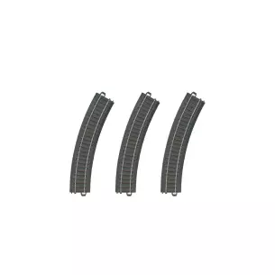 Set of 3 curved track elements with radius R1 30° and dimensions 360 mm