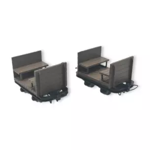 Set 2 wagons passagers en bois Minitrains 5186 - HOe 1/87
