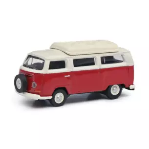 Van Volkswagen T2a Camper rouge et blanc SCHUCO 452665912 - HO 1/87