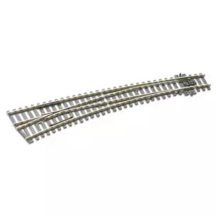 Aiguillage courbe à gauche Peco SL87 Insulfrog 258 mm code 100 - R 1524 & 762 mm - HO 1/87