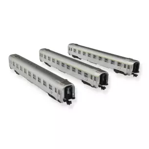 3 voitures voyageurs Inox - Arnold HN4322 - N 1/160 - SNCF