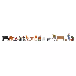 Pack de 6 personnages avec accessoires de jardin NOCH 16215 - HO 1/87