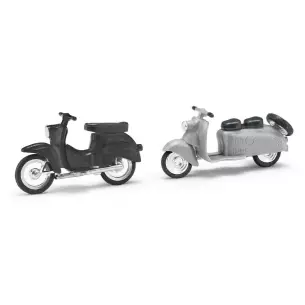 2 scooters miniatures Mehlhose 210 008905 - HO 1/87 - Berlin Roller/schwalbe