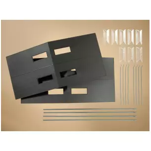 Lot de 2 toits noirs,gouttières & lucarnes - AUHAGEN 80301 - HO 1/87 - 203x96mm