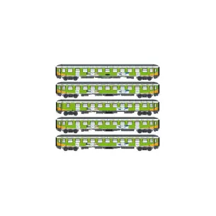 Set 5 voitures couchettes ALPEN-STYLT NACHTEXPRESS Ls Models 46034 - HO 1/87 - EP VI