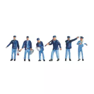Set of 6 figures of Railwaymen in blue uniform SAI 335 - HO : 1/87