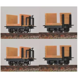 Set of 4 loading cars, 2 with and 2 without brakes