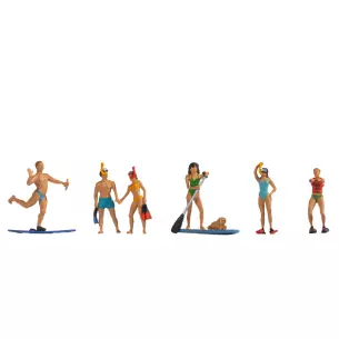 Pack de 6 personnages  en sport nautique NOCH 15849 HO : 1/87ème