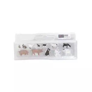 Lot de 12 animaux à la ferme et domestique SAI 350 - HO : 1/87