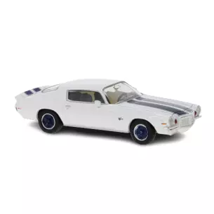 Voiture Chevrolet camaro Z28 blanc et bandes bleues, BREKINA 19912 - HO 1/87