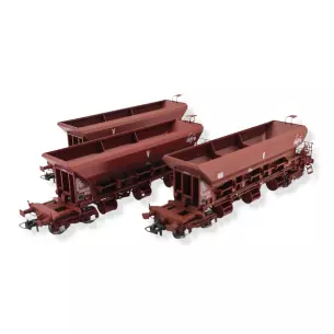 Set of 3 Hopper Cars T1 Uas REE Models WB753 with Ballast - HO 1/87 - SNCF - EP VI