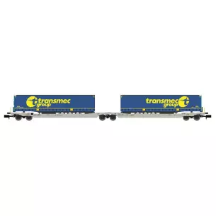 Wagon Porte-Remorque double Sdggmrs AAE Cargo + 2 trailers TRANSMEC Group