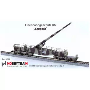 Wagon militaire - Artillerie K5 Leopold Camouflage HOBBYTRAIN H23600 - DRG - N 1/160