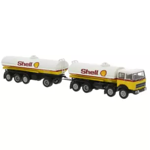 Camion Fiat 691 Millepiedi citerne avec remorque citerne 4 essieux, Shell - BREKINA 58555 - HO 1/87e
