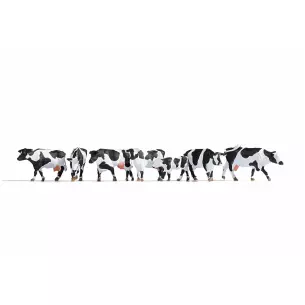 Pack de 7 vaches noires et blanches NOCH 15725 - HO : 1/87ème