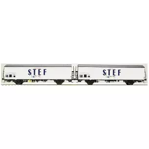 Coffret de 2 wagons interfrigo Frangeco livrée blanc châssis long avec inscription STEF bleu centré