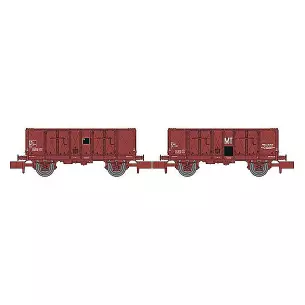 Coffret de 2 wagons tombereau OCEM 29 à essieux livrée rouge UIC type MT